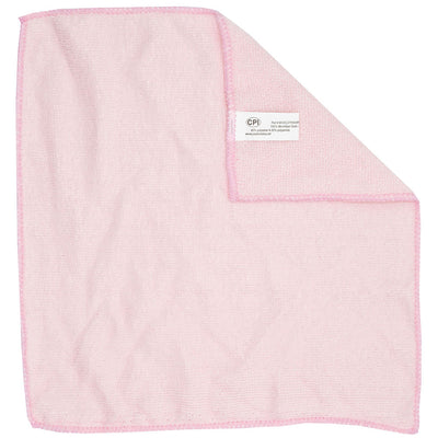 pink microfiber cloth with corner folded to show back texture