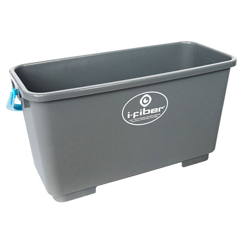 gray bucket w/ sealing lid, graduation marks in gallons & liters, carrying handle, without lid
