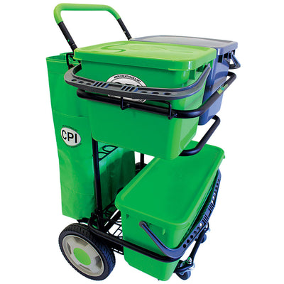 cpi large cleaning trolley with 3 buckets on  it