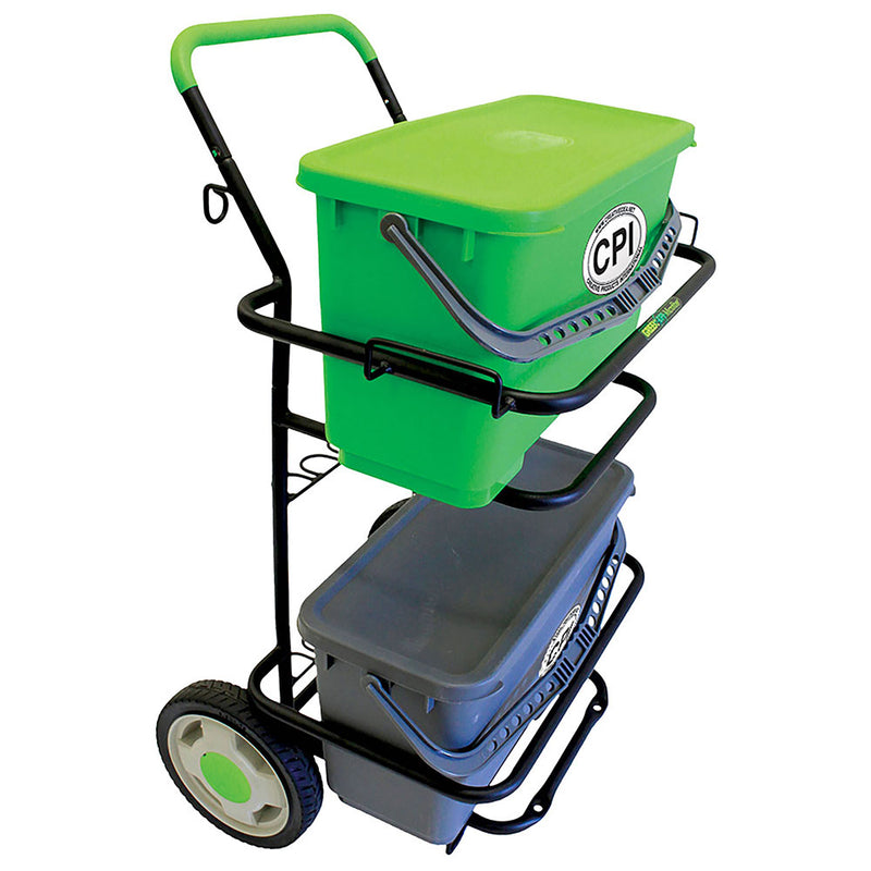 CPI metal cleaning trolley with 2 buckets on each rack